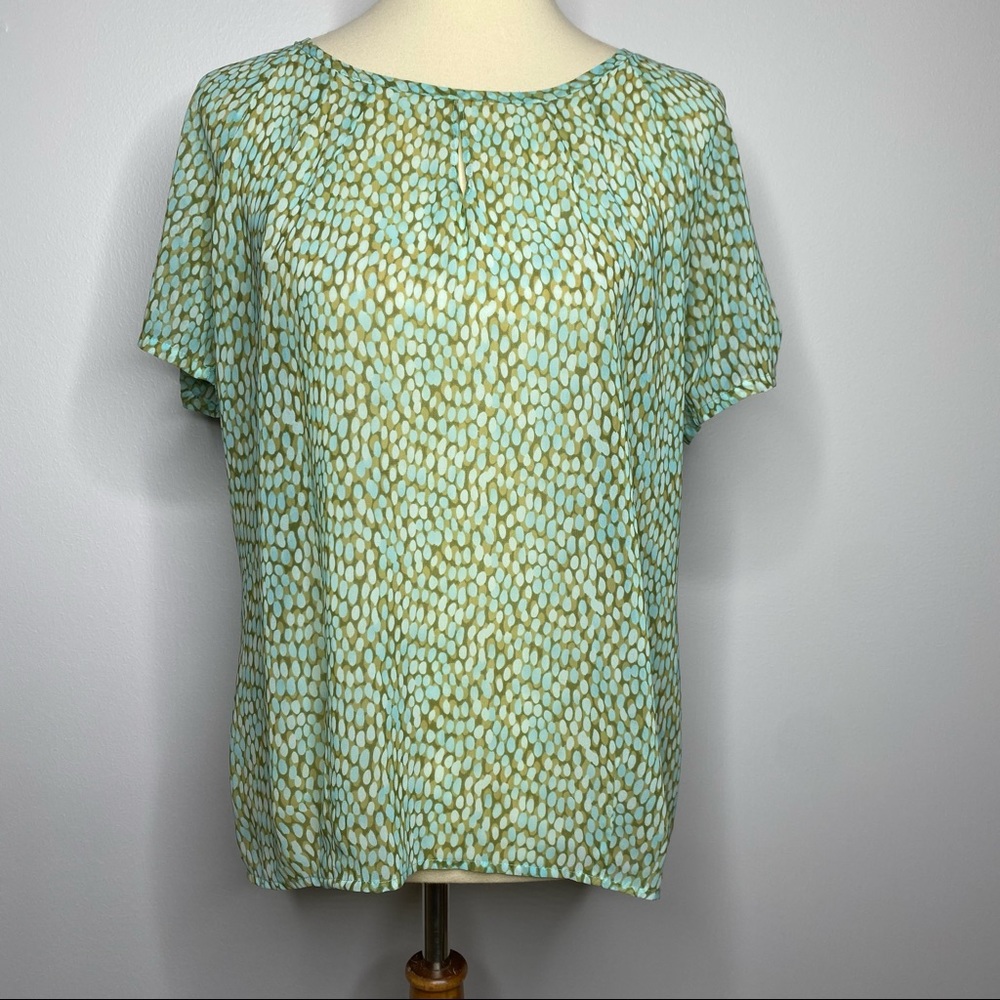 CAbi semi sheer green blue boho flowy top size x small
